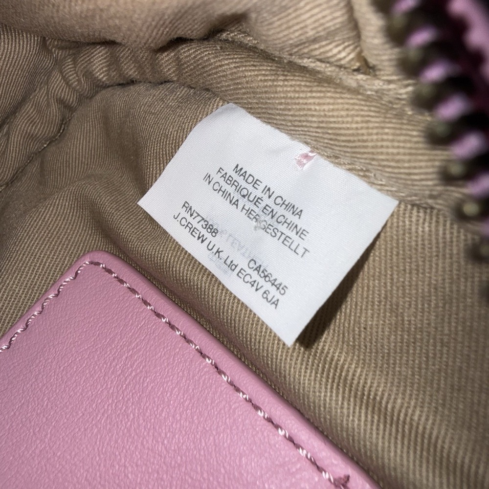 J CREW Signet Crossbody Bag Purse Pink Italian Pebbled Leather Lock Key EUC - Picture 10 of 16